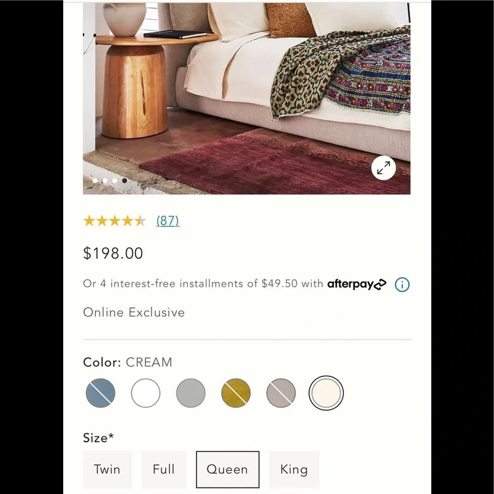 NWT Anthropologie Relaxed Cotton-Linen Duvet Cover Queen Cream color